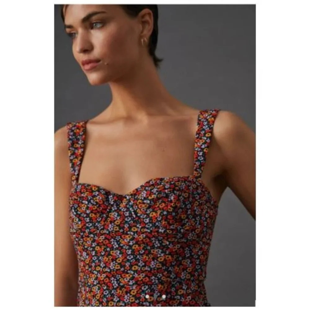Anthropologie Hutch Ditsy Floral Corset Dress in Floral Print - Size Large - NWT